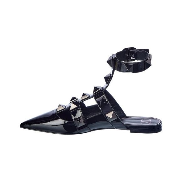 Valentino Roman Stud Patent Ankle Strap Flat - Picture 2 of 5